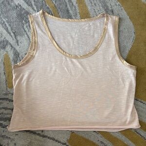 Pink Cropped Tank Top with Gold Trim- Rouge!
